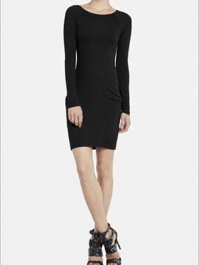 BCBG Black Long-Sleeve Bodycon Dress with Pocket Detail